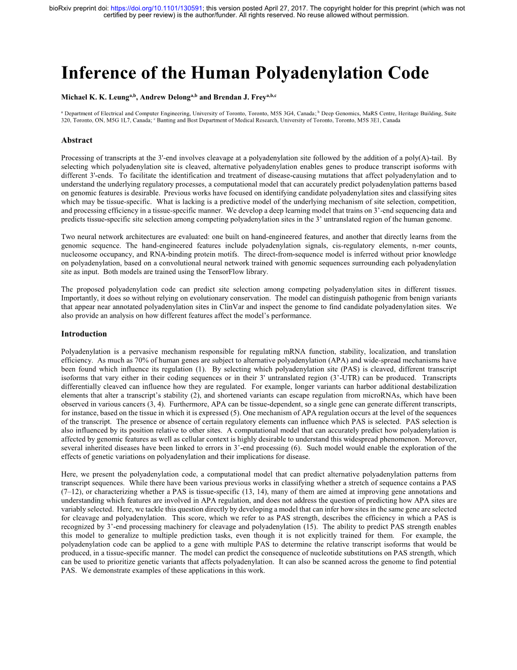 Inference of the Human Polyadenylation Code