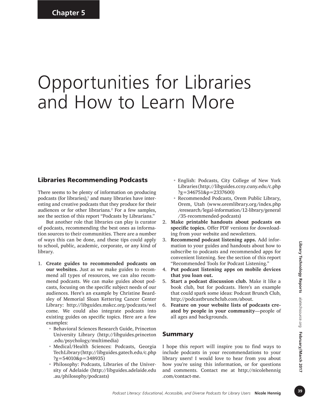 Opportunities for Libraries and How to Learn More