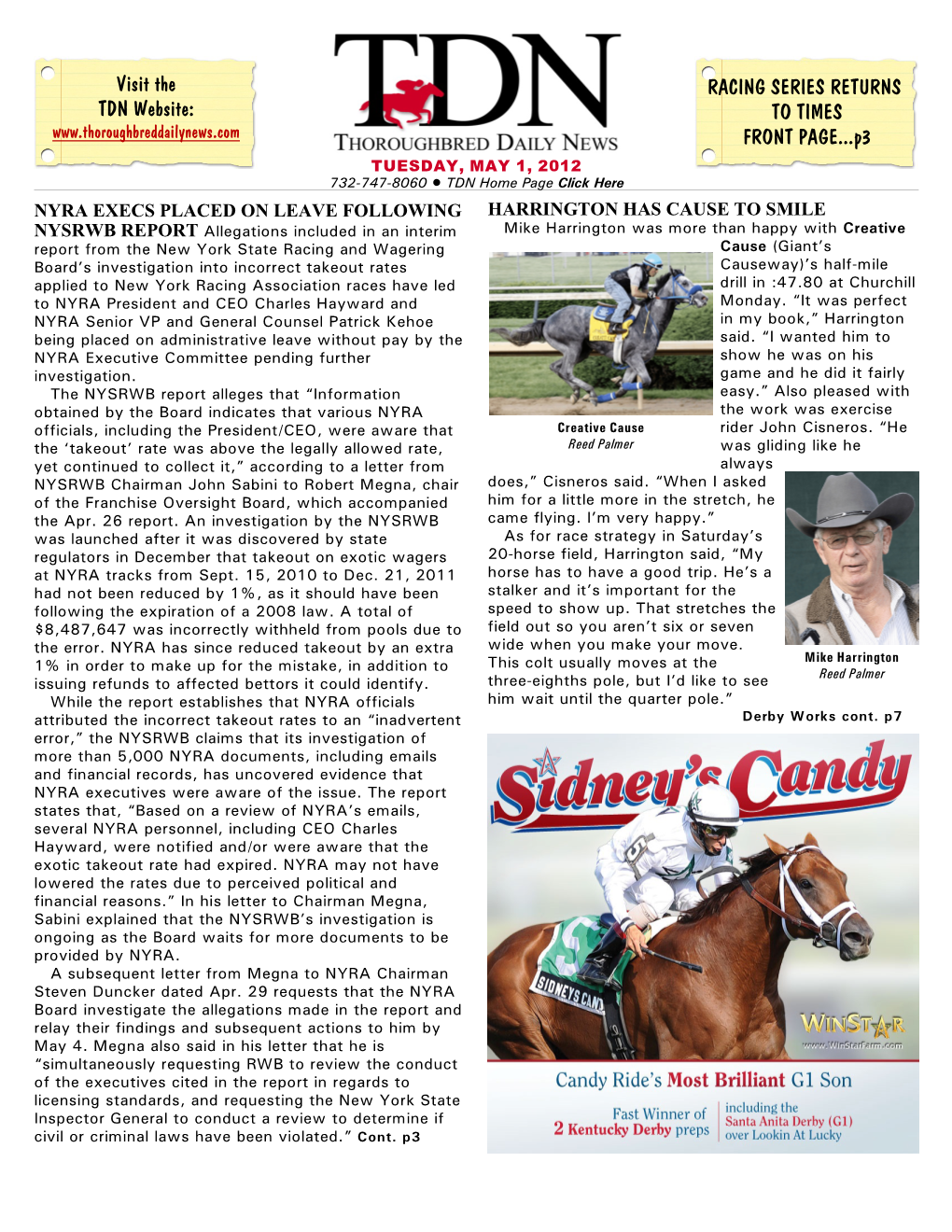 Visit the TDN Website: RACING SERIES RETURNS to TIMES