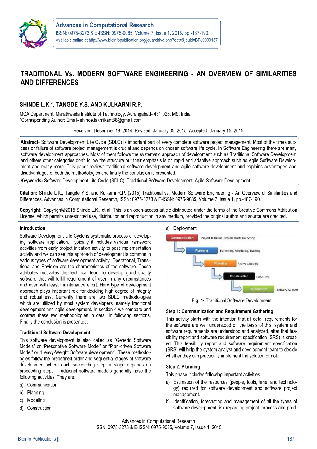 TRADITIONAL Vs. MODERN SOFTWARE ENGINEERING - an OVERVIEW of SIMILARITIES and DIFFERENCES