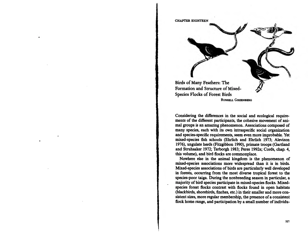 The Formation and Structure of Mixed- Species Flocks of Forest Birds RUSSELL GREENBERG