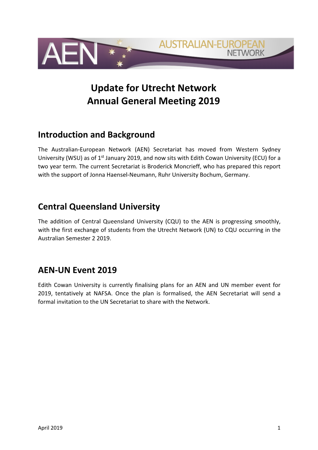 Utrecht Network AGM AEN Report 2019 Final 08-04-2019