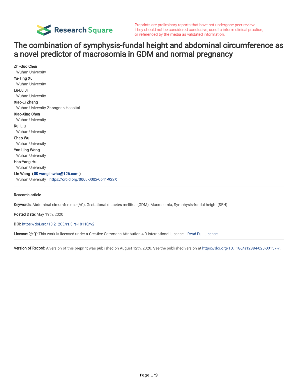 The Combination of Symphysis-Fundal Height and Abdominal Circumference As a Novel Predictor of Macrosomia in GDM and Normal Pregnancy