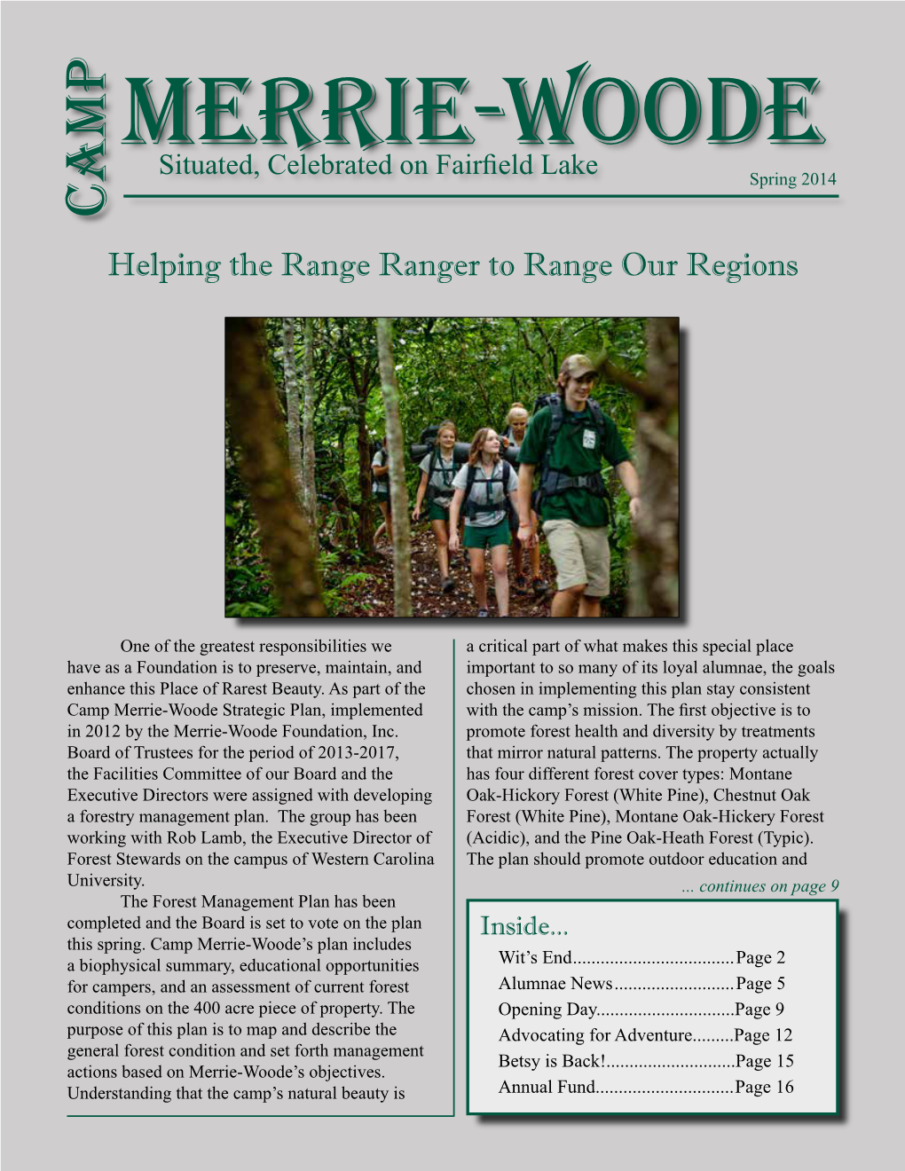 2014 Spring Newsletter