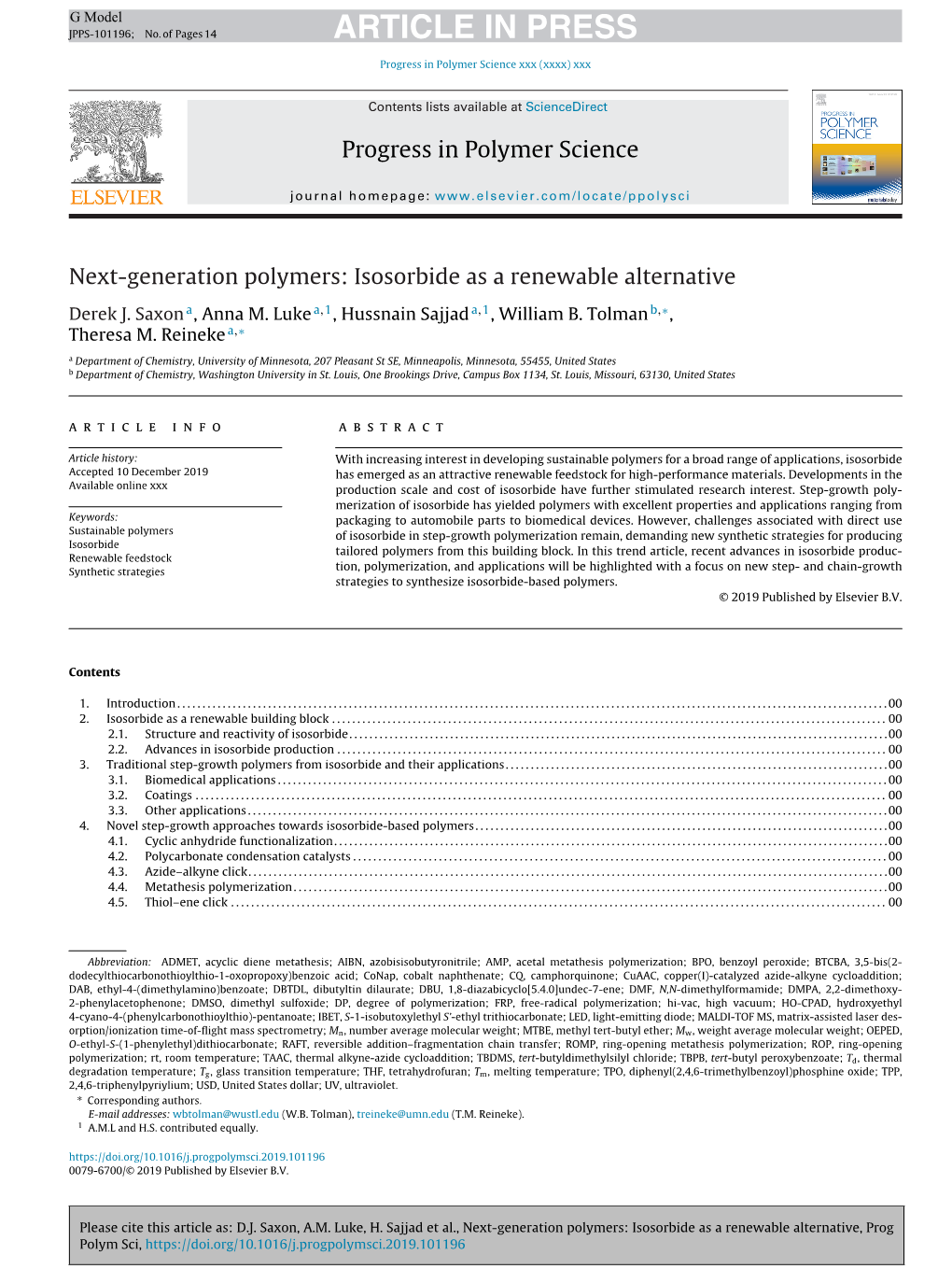 Isosorbide As a Renewable Alternative