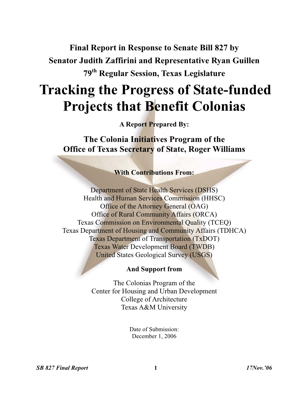 Tracking the Progress of State-Funded Projects That Benefit Colonias
