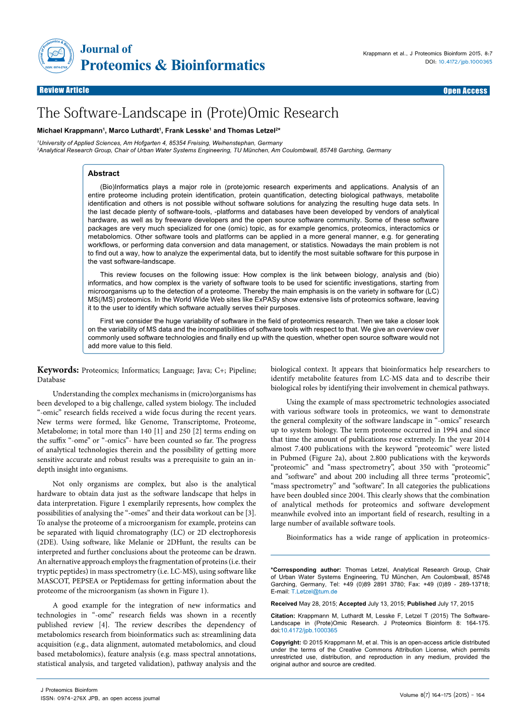 The Software-Landscape in (Prote)Omic Research