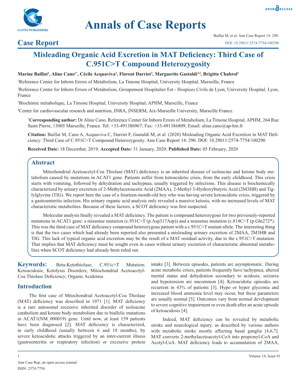 Misleading Organic Acid Excretion in MAT Deficiency