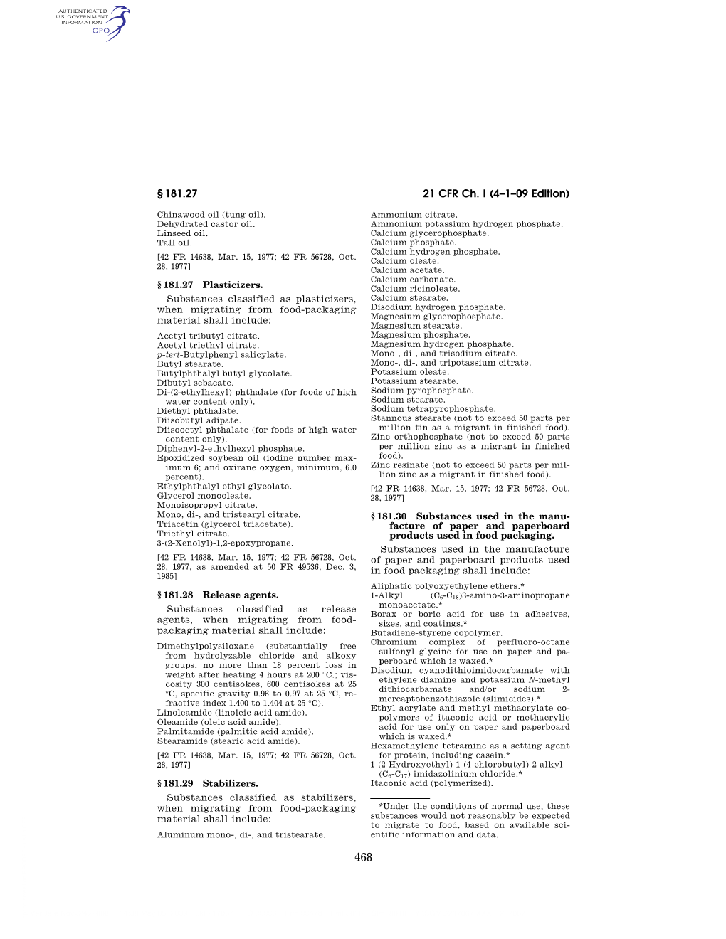 21 CFR Ch. I (4–1–09 Edition) § 181.27