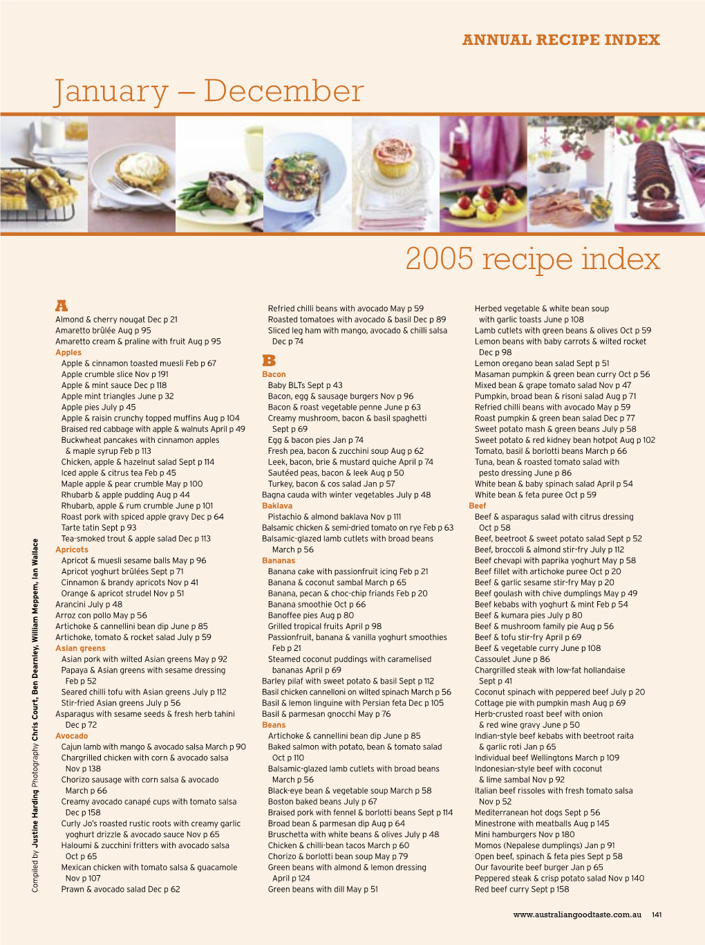 January – December 2005 Recipe Index