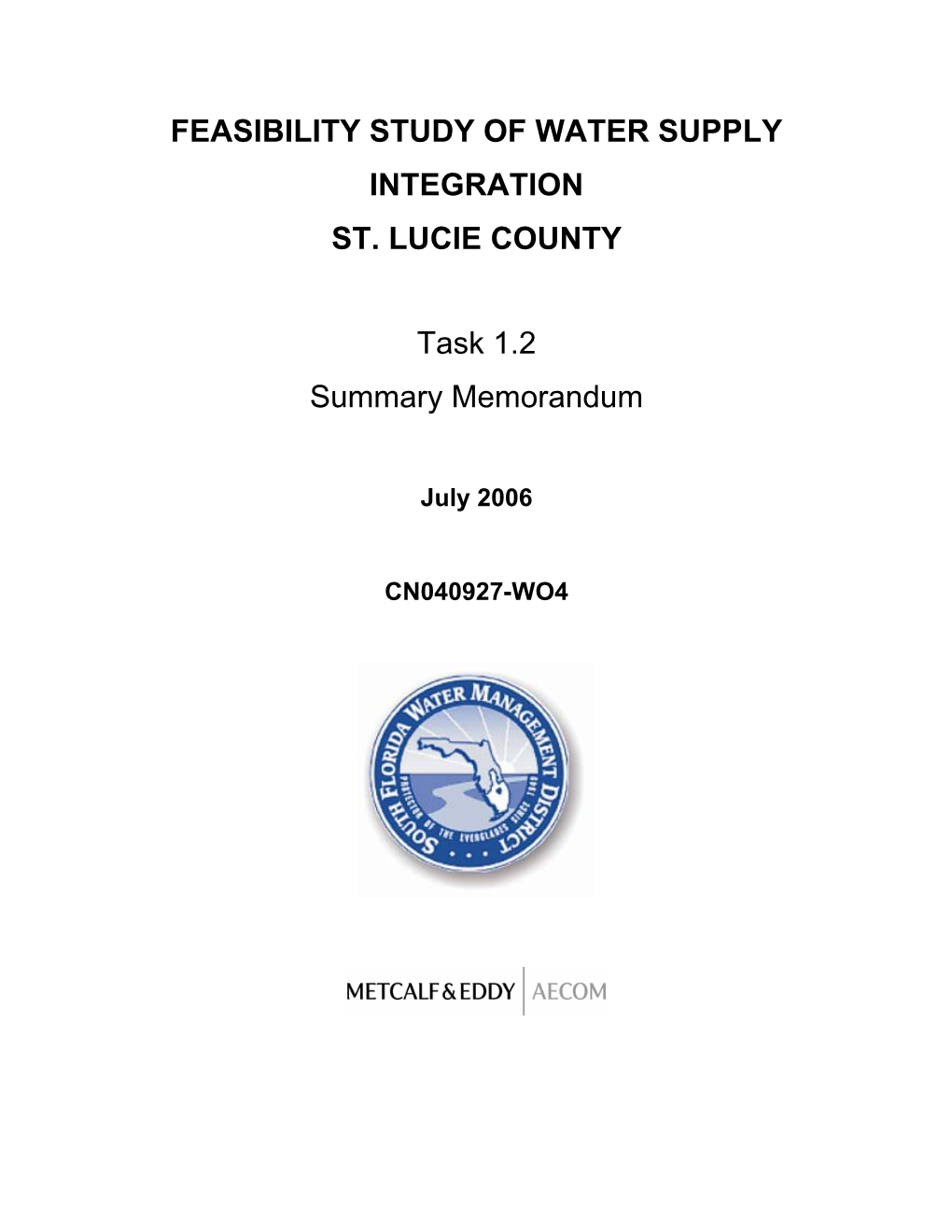 Feasibility Study of Water Supply Integration St. Lucie County