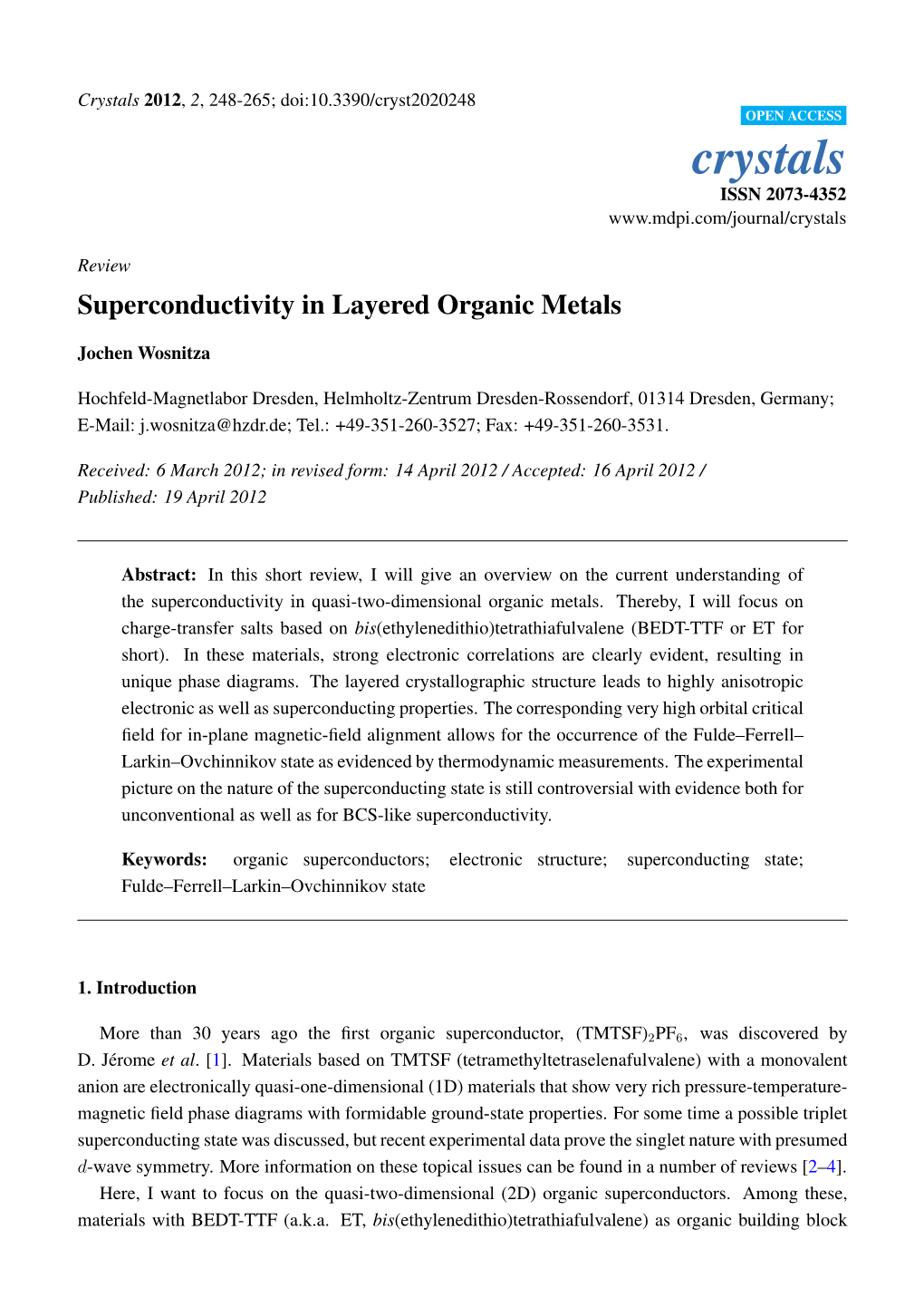 Superconductivity in Layered Organic Metals