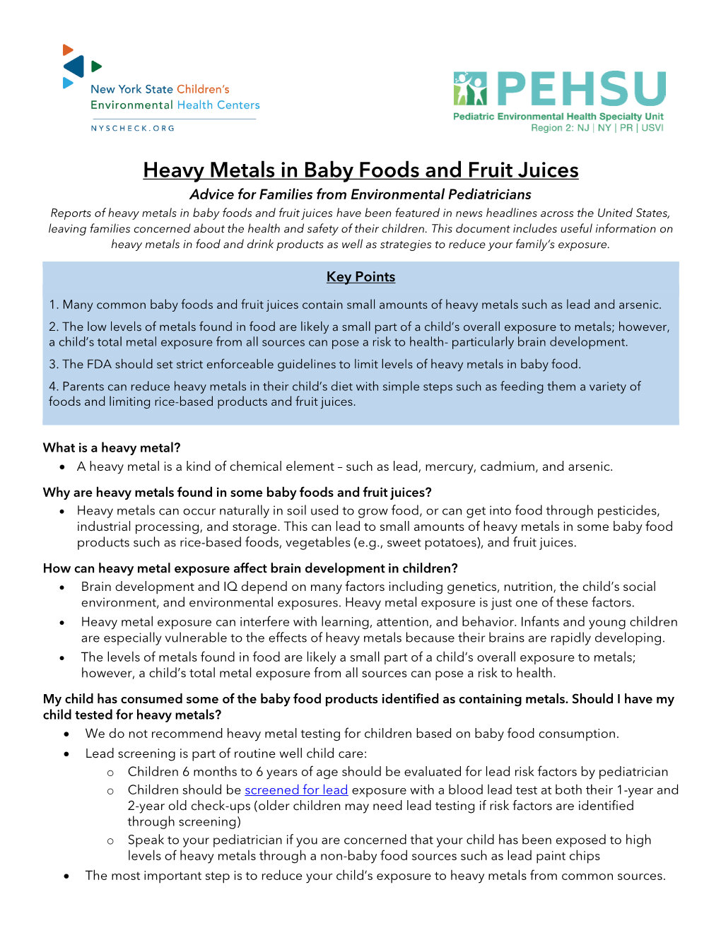 Heavy Metals in Baby Foods and Fruit Juices