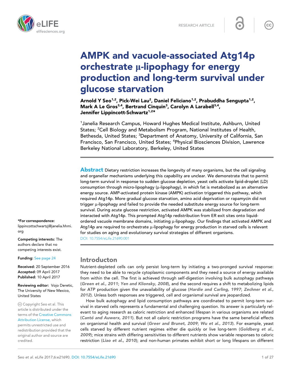 AMPK and Vacuole-Associated Atg14p Orchestrate M-Lipophagy for Energy