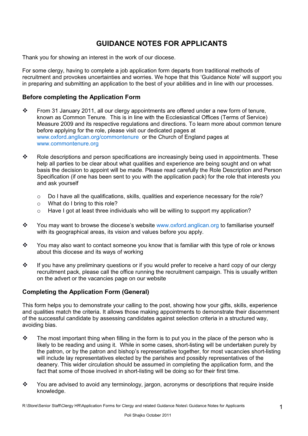 This Form Allows Those Making Appointments to Assess Candidates Against Selection Criteria