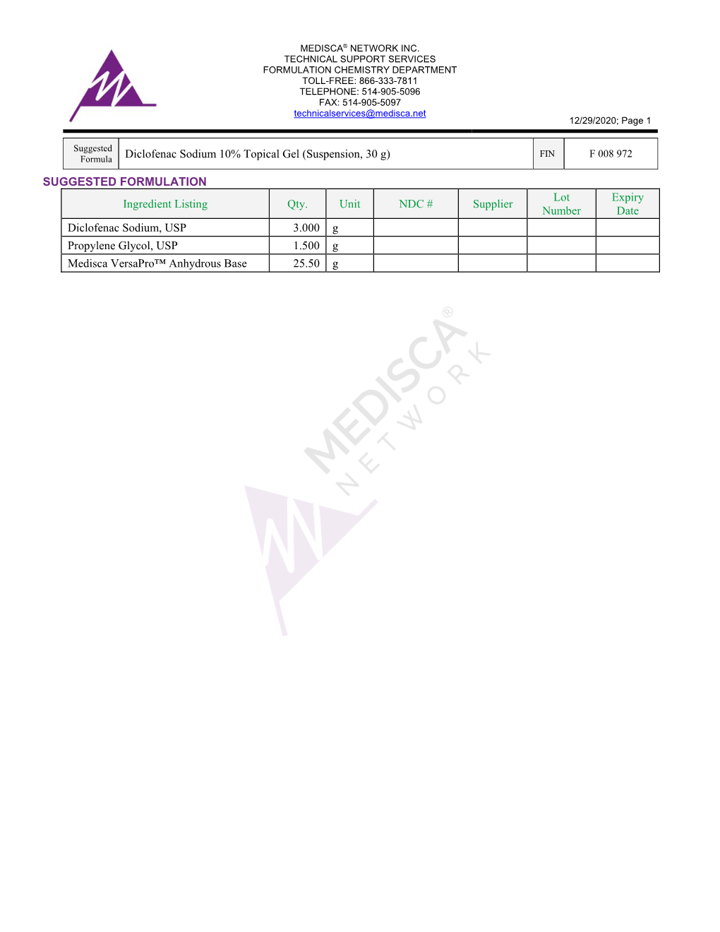 F 008 972 Diclofenac Sodium 10% Topical