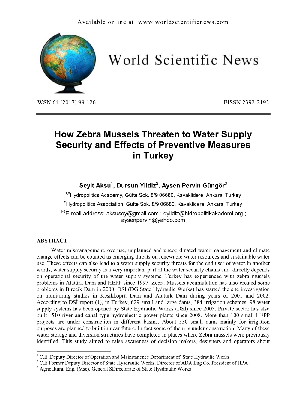 How Zebra Mussels Threaten to Water Supply Security and Effects of Preventive Measures in Turkey