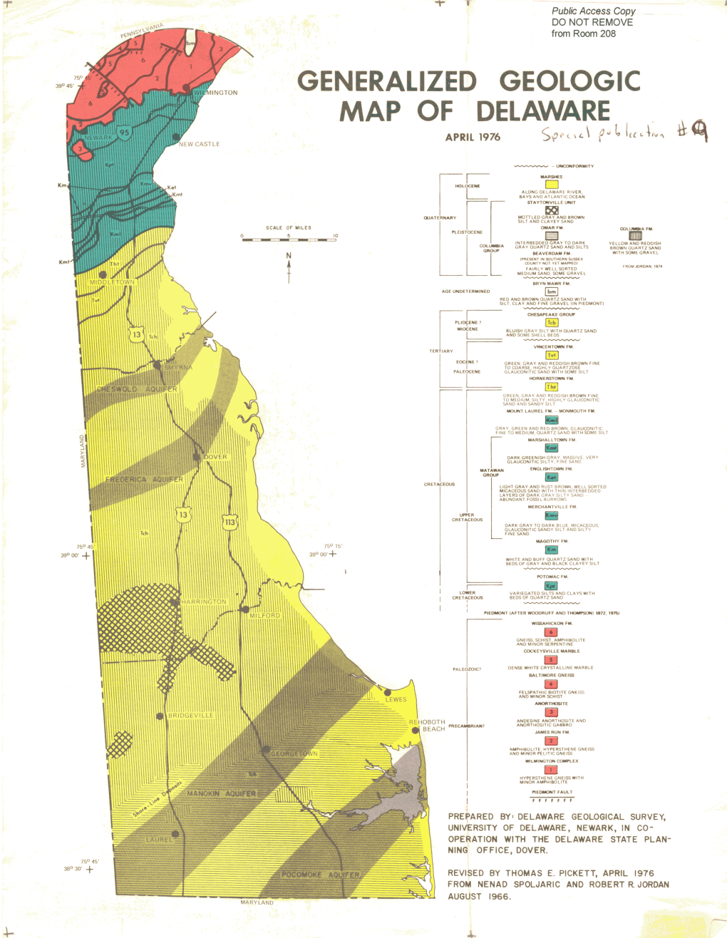 SP9 Generalized Geologic Map of Delaware
