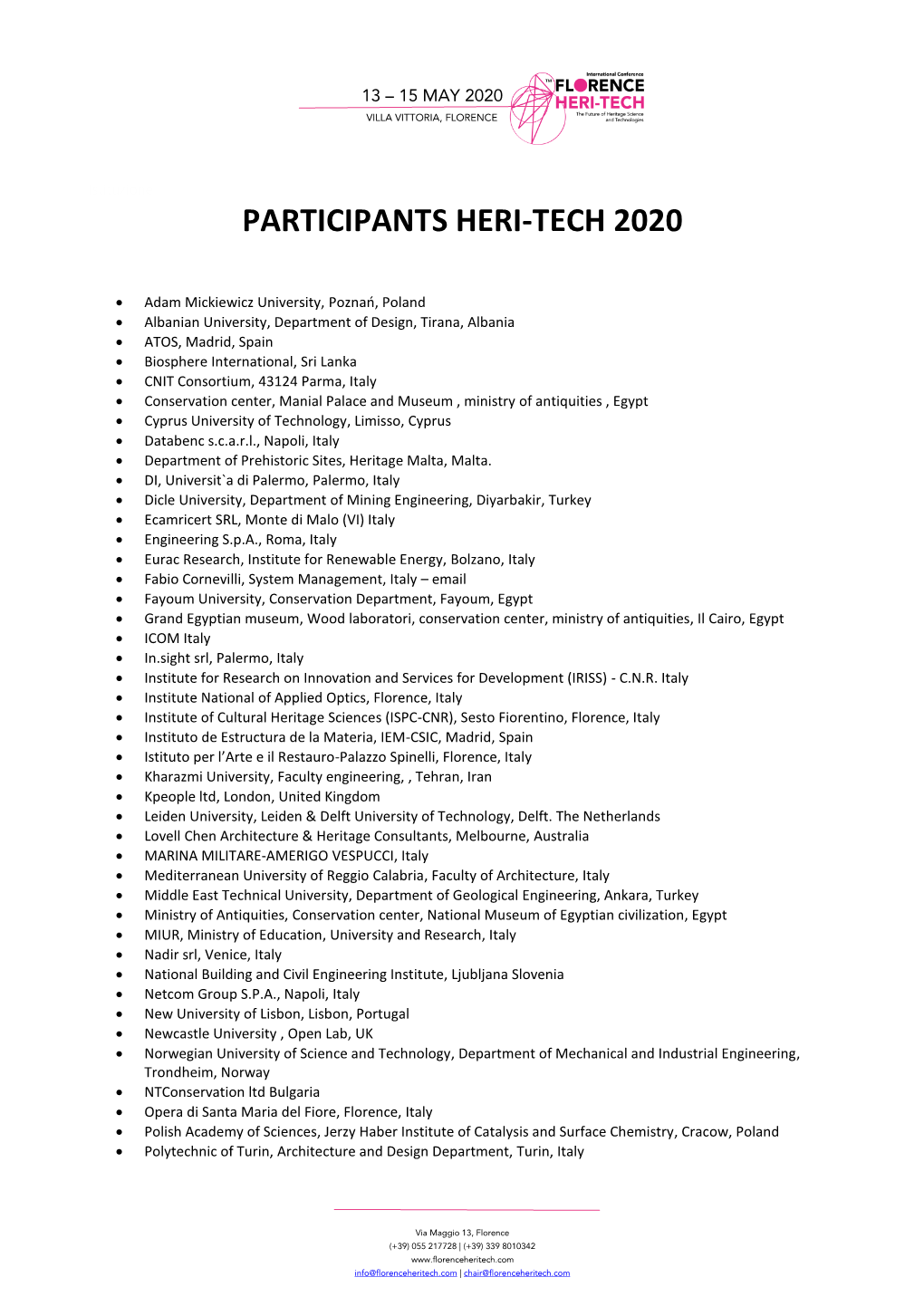 Participants Heri-Tech 2020