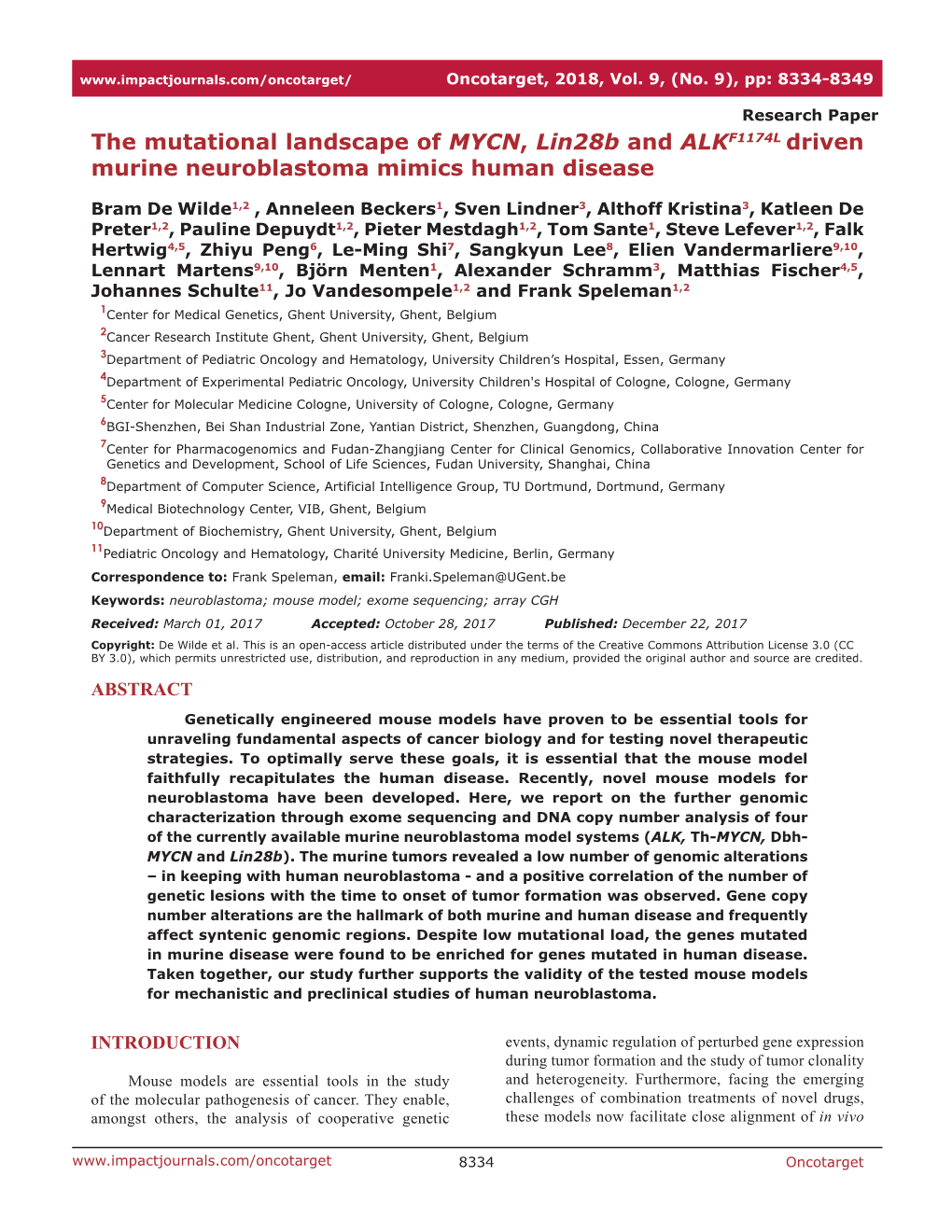 The Mutational Landscape of MYCN, Lin28b and ALKF1174L Driven Murine Neuroblastoma Mimics Human Disease