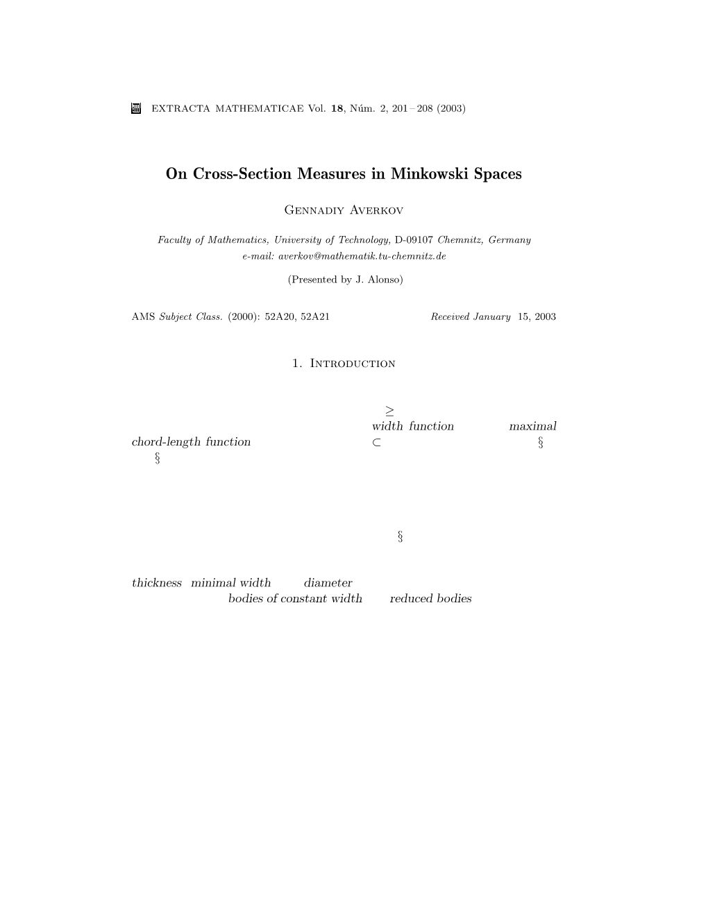 On Cross-Section Measures in Minkowski Spaces