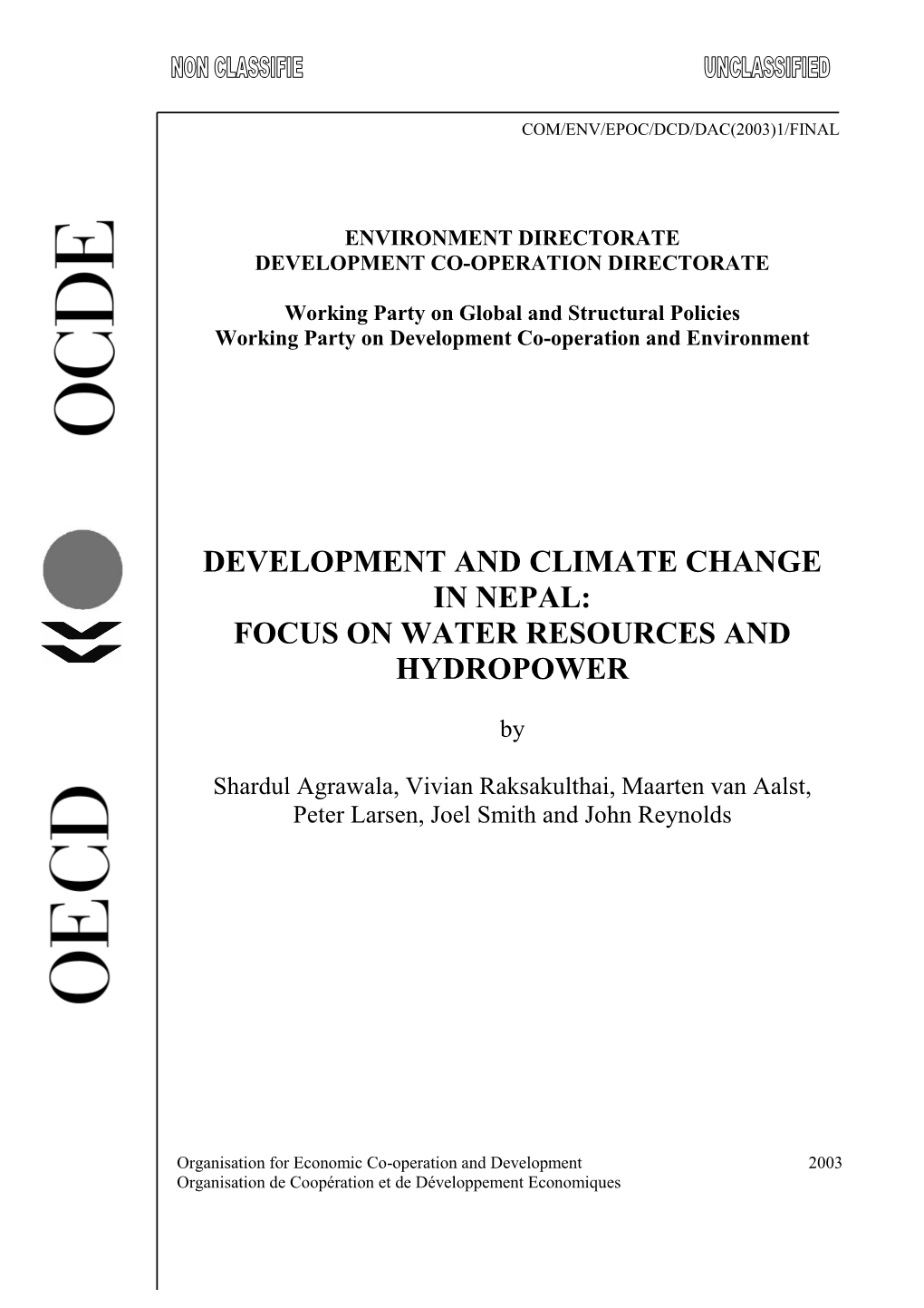 Development and Climate Change in Nepal: Focus on Water Resources and Hydropower