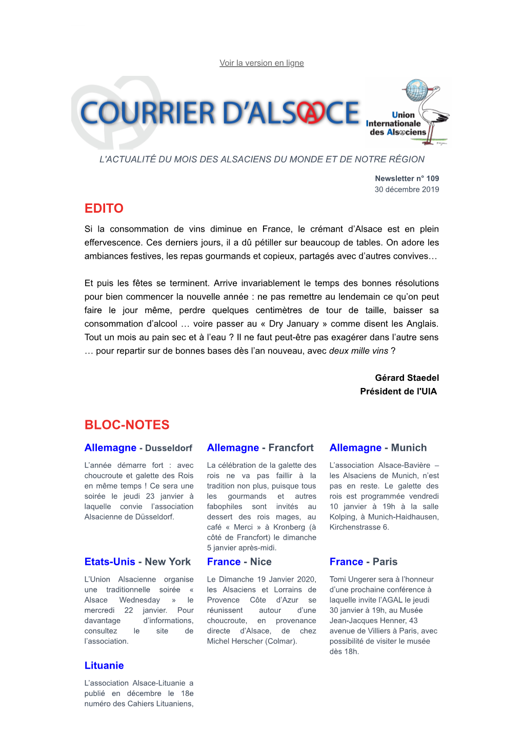 Newsletter N°109