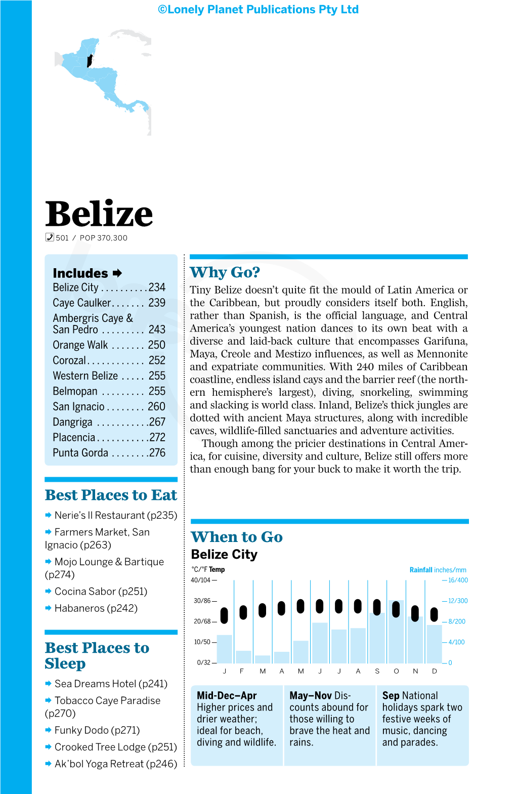 Belize% 501 / POP 370,300