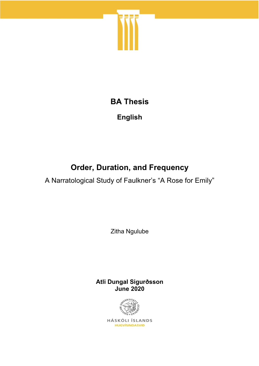 BA Thesis Order, Duration, and Frequency