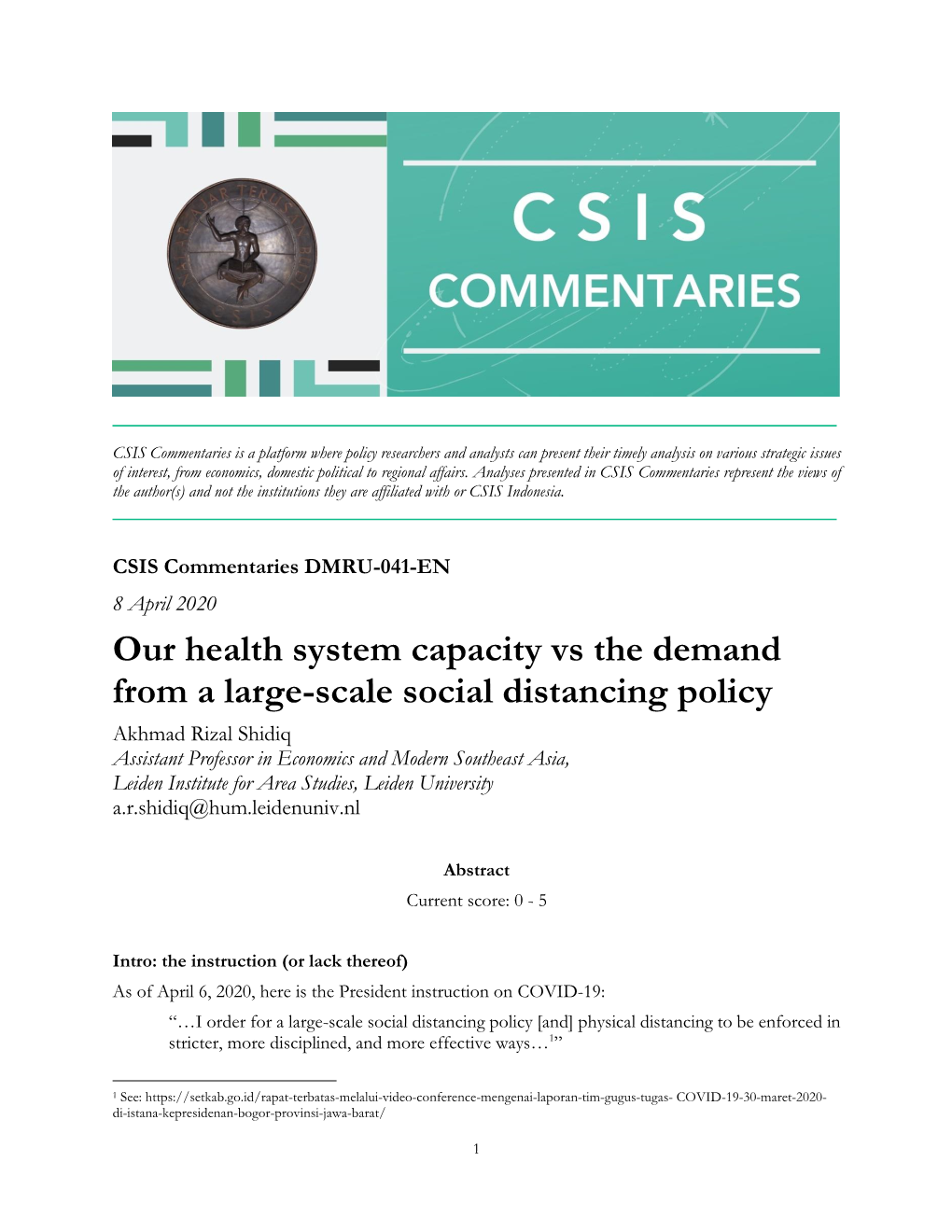 Our Health System Capacity Vs the Demand from a Large-Scale