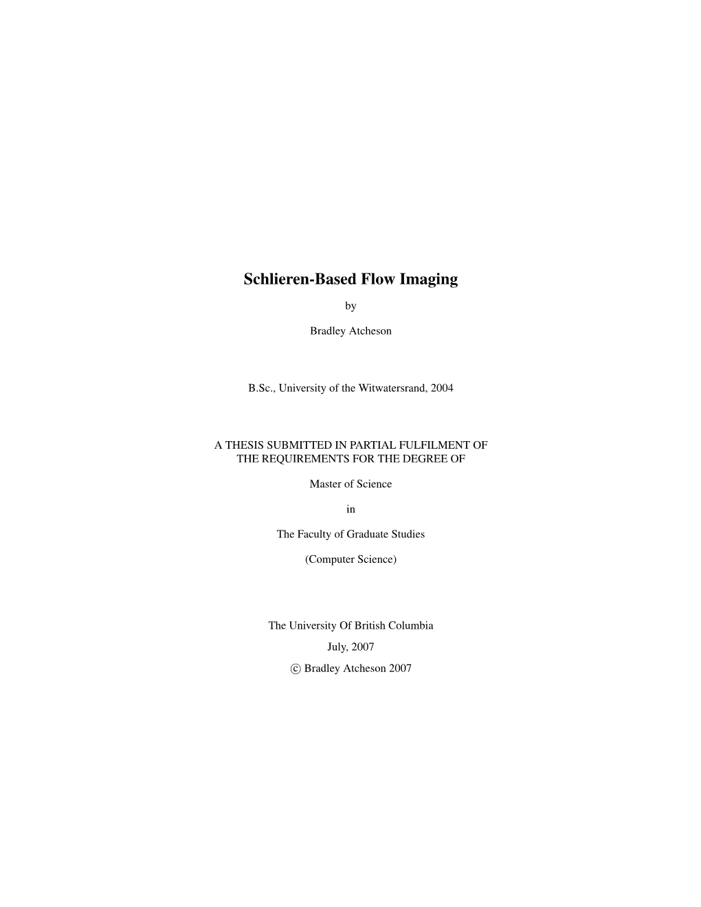 Schlieren-Based Flow Imaging