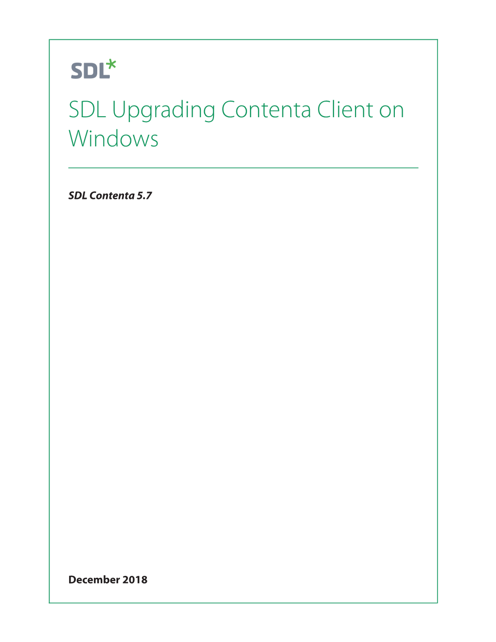 SDL Upgrading Contenta Client on Windows