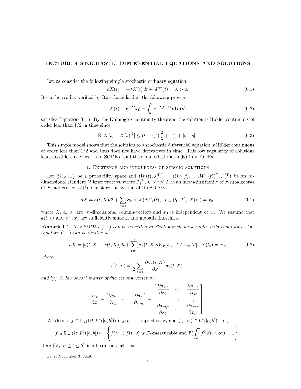 Dx(T) = −Λx(T) Dt + Dw (T), Λ > 0