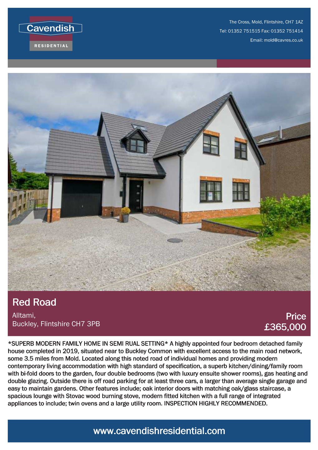 Red Road Alltami, Price Buckley, Flintshire CH7 3PB £365,000