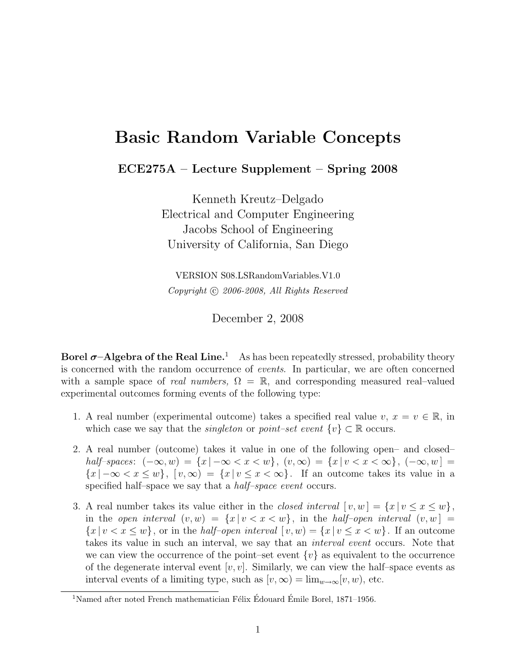 Basic Random Variable Concepts