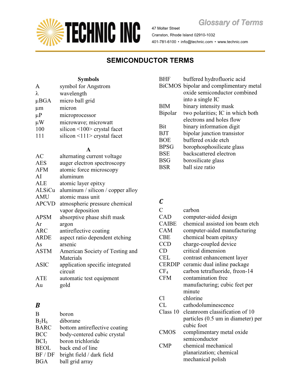Semiconductor Terms