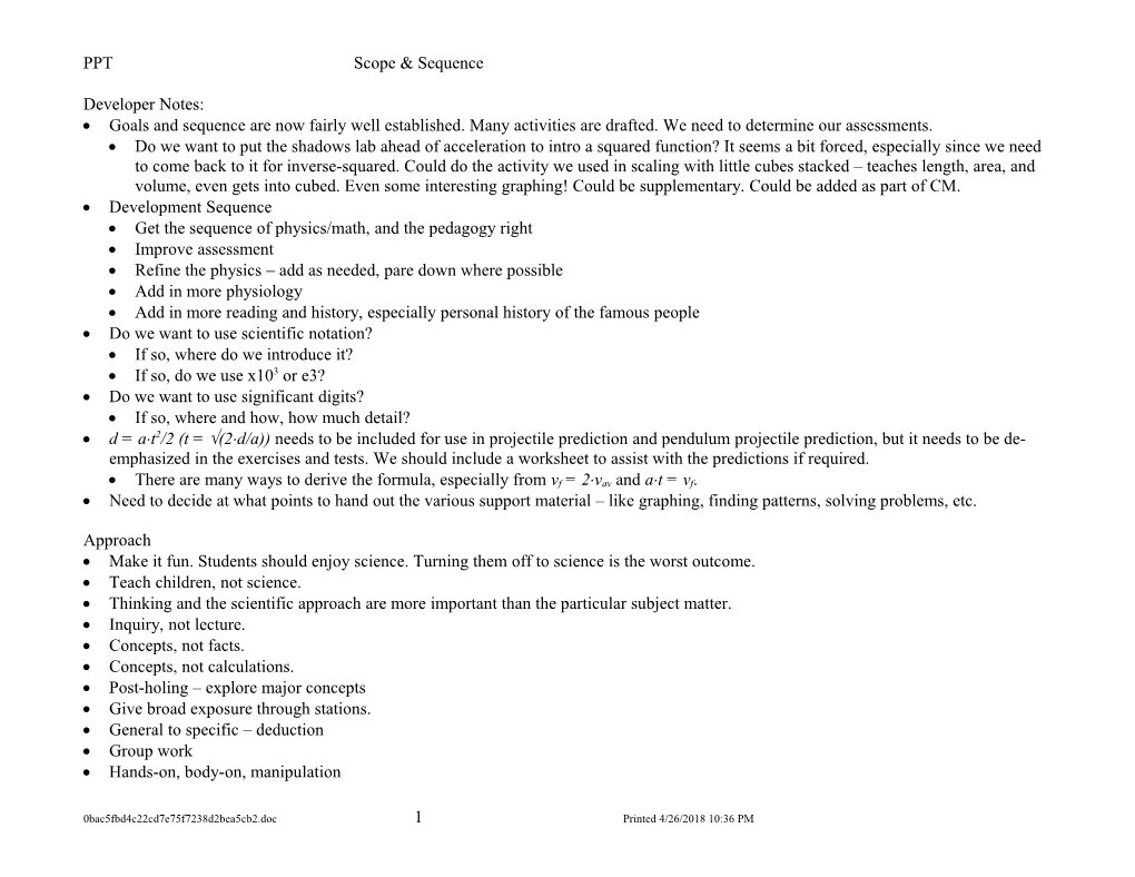 PPT Scope & Sequence