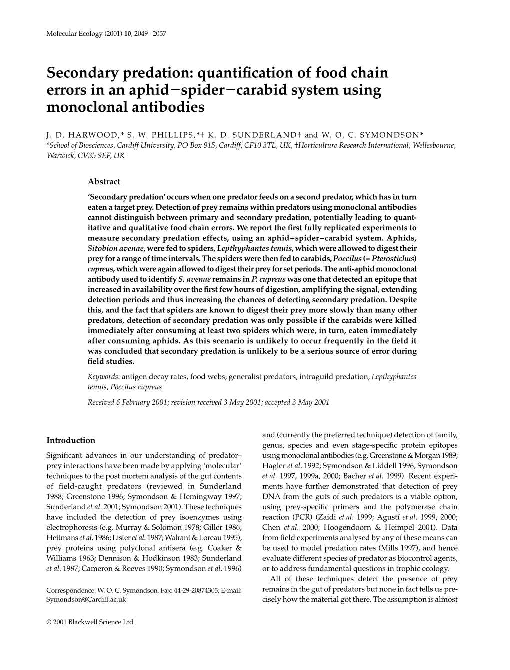 Secondary Predation: Quantification of Food Chain Errors in an Aphid