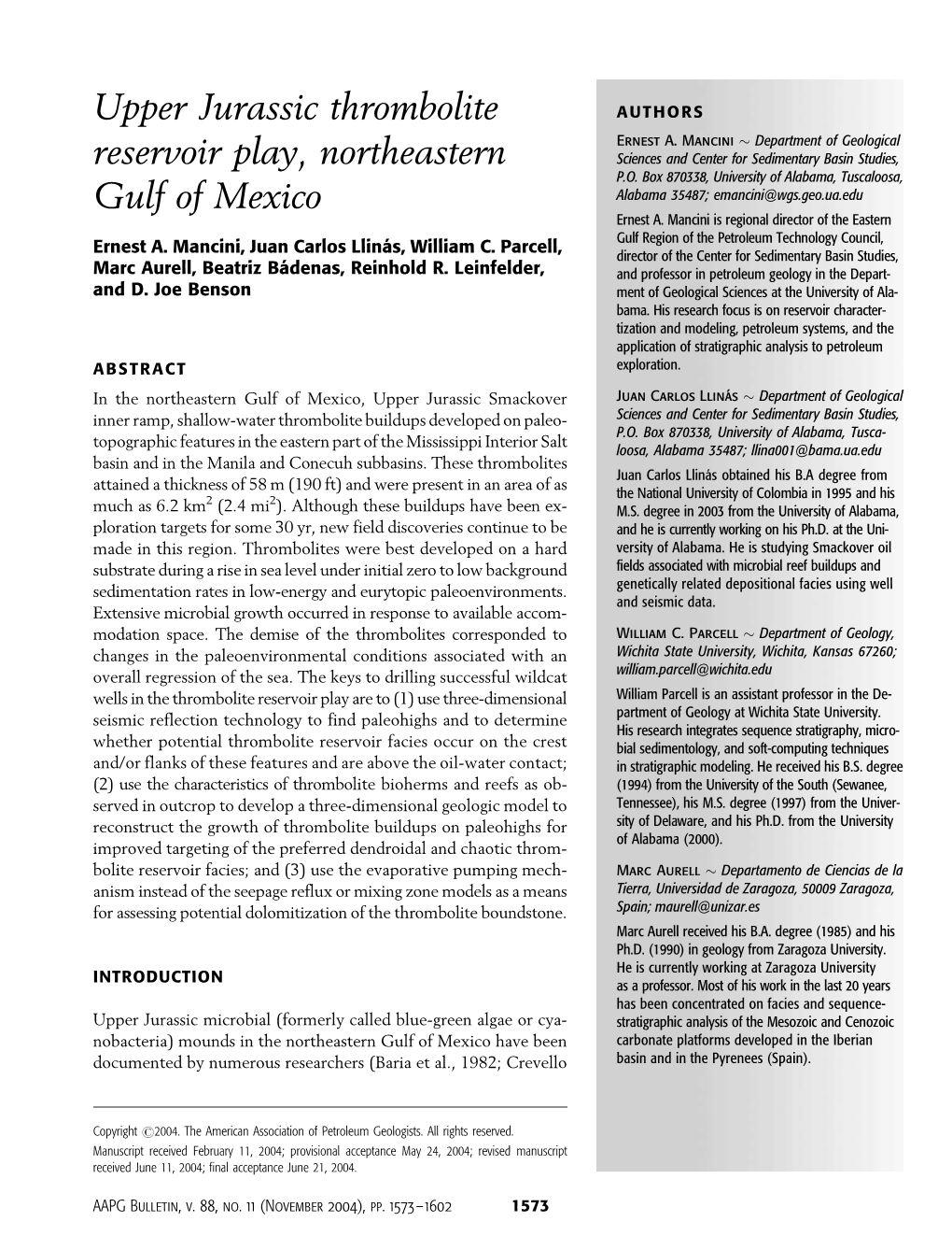 Upper Jurassic Thrombolite Reservoir Play, Northeastern Gulf of Mexico Figure 1