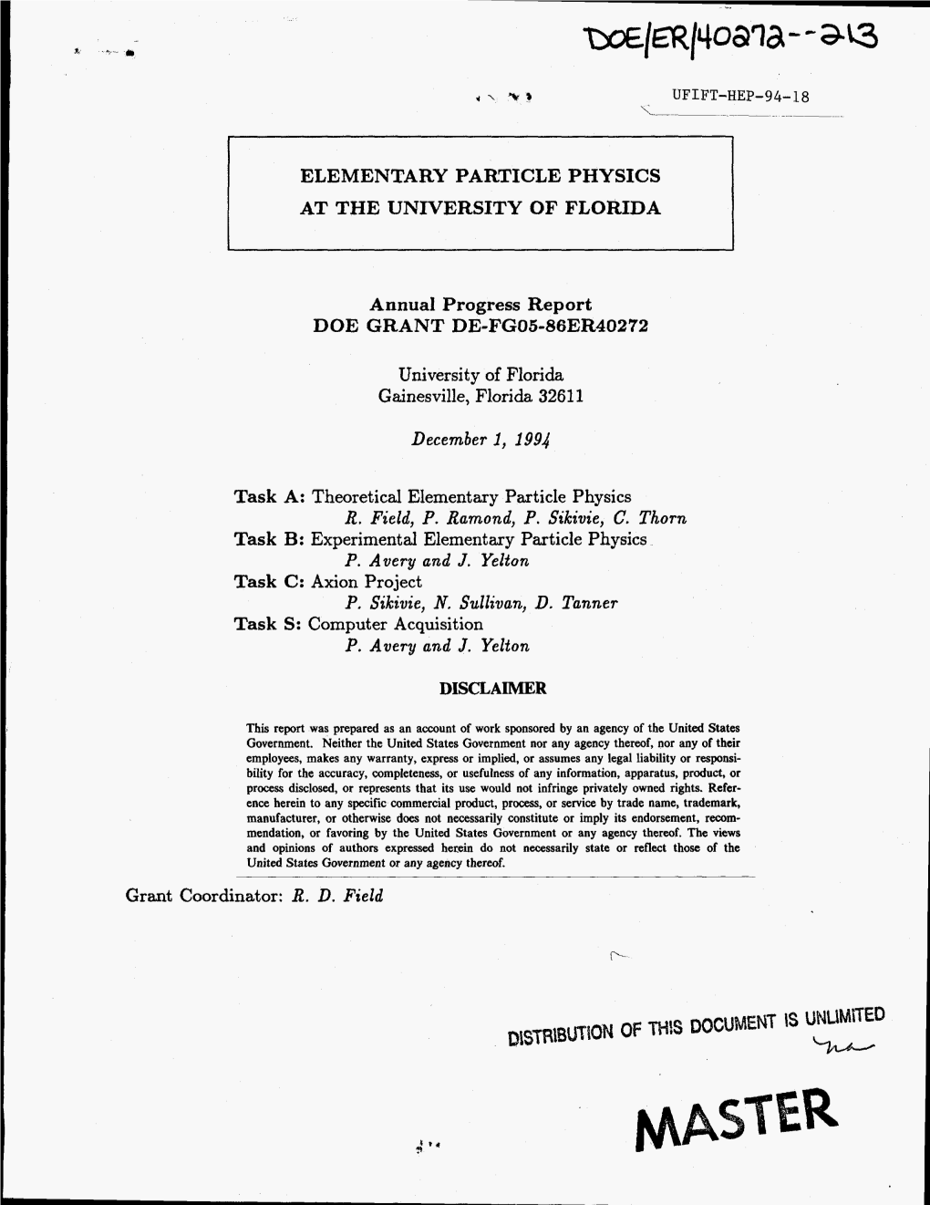 Elementary Particle Physics at the University of Florida