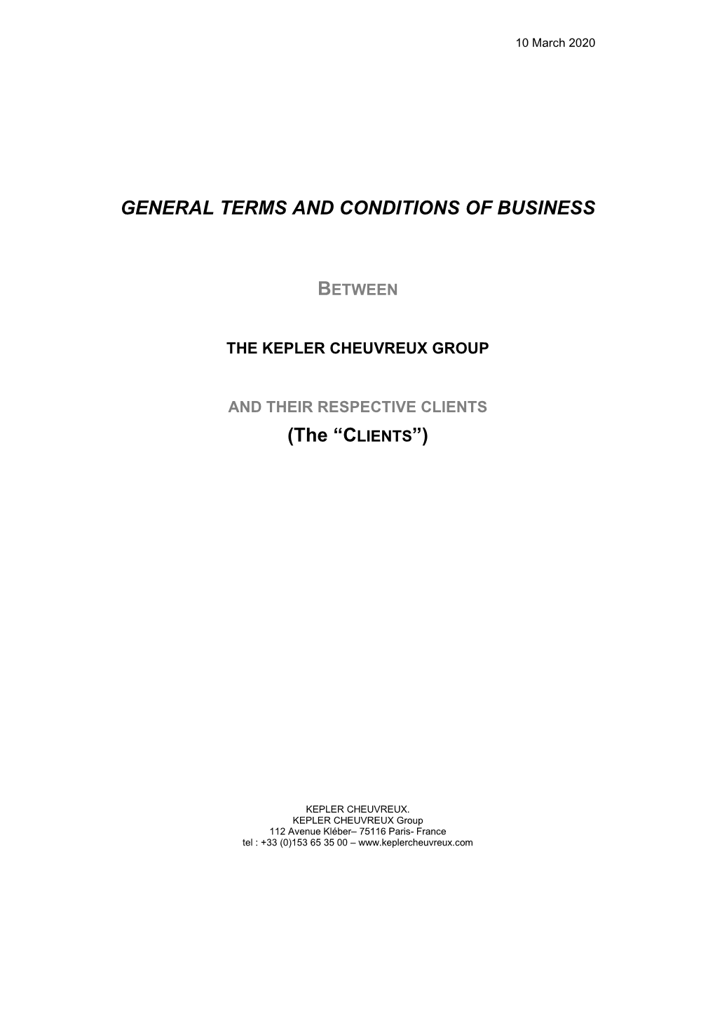 General Terms and Conditions of Business