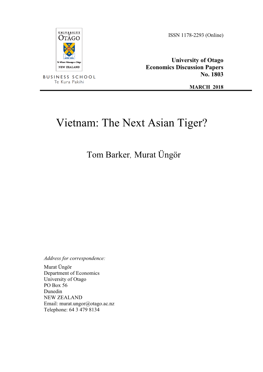 Vietnam: the Next Asian Tiger?