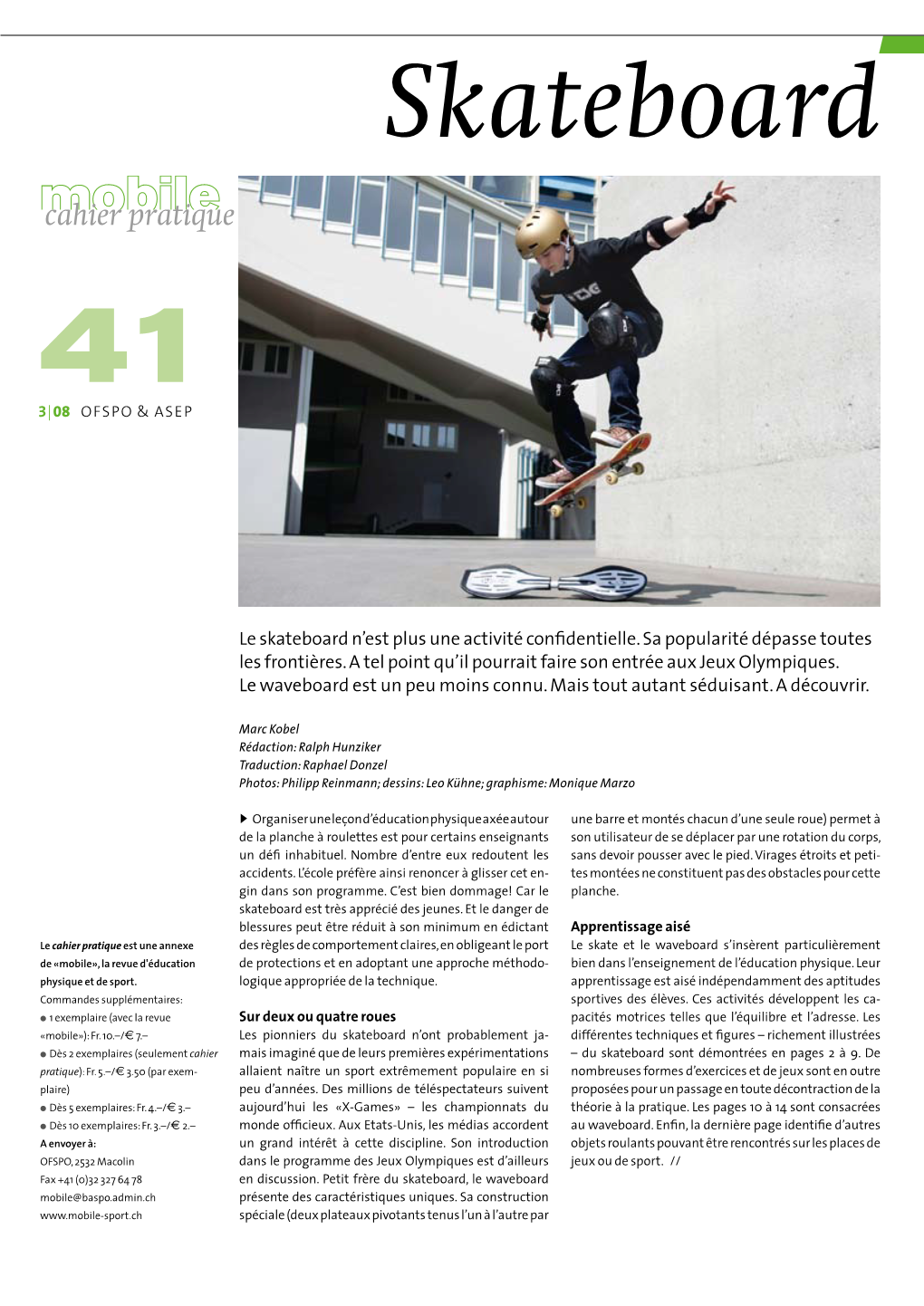 Cahier Pratique 41 3|08 OFSPO & ASEP
