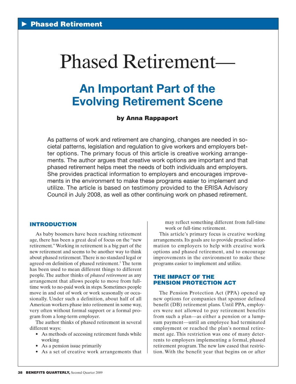 Phased Retirement— an Important Part of the Evolving Retirement Scene