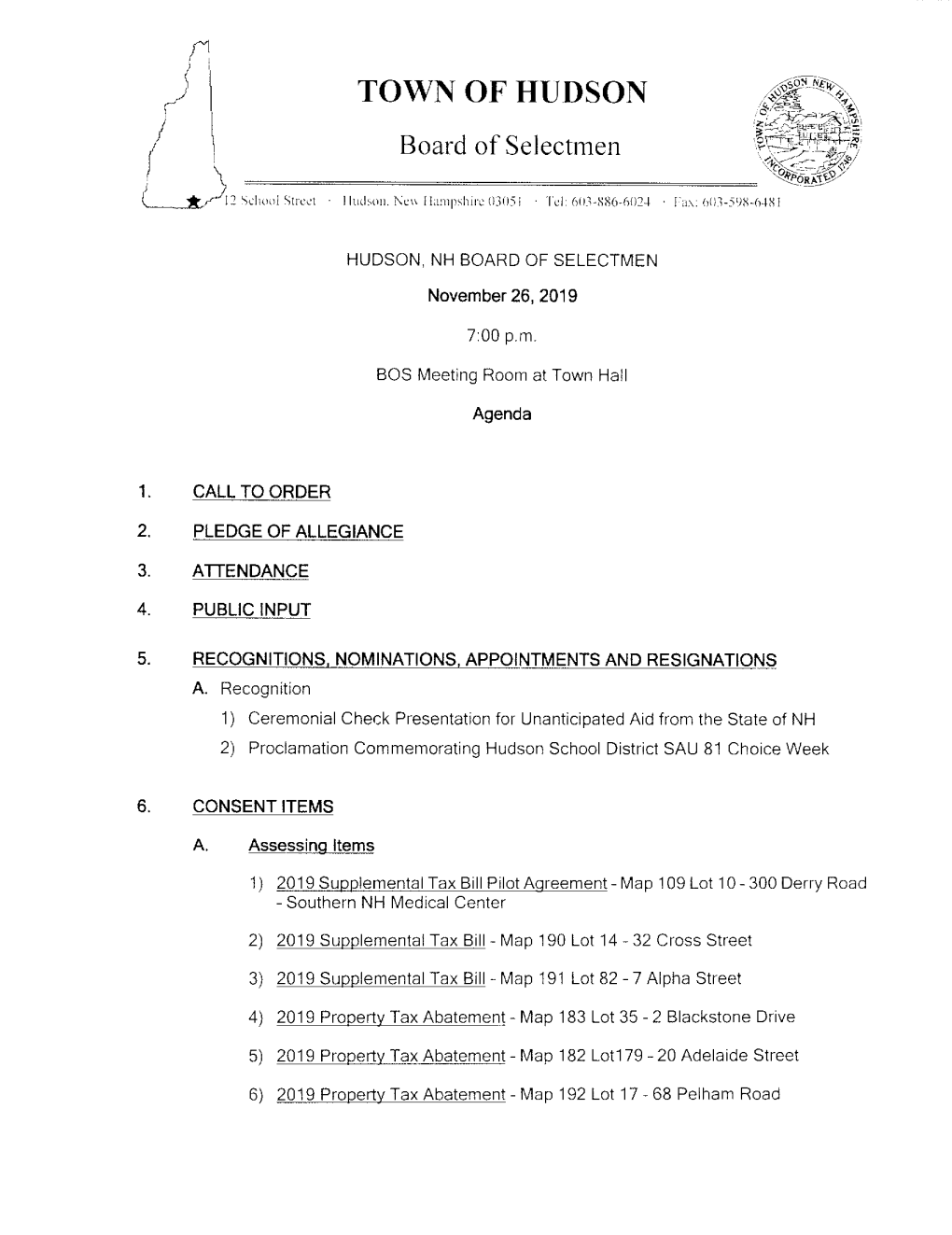 Board of Selectmen Packet 11-26-19