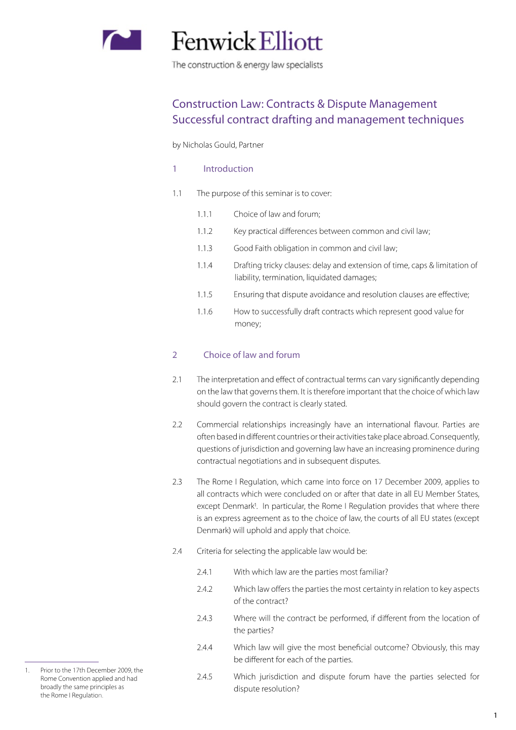 Construction Law: Contracts & Dispute Management Successful Contract