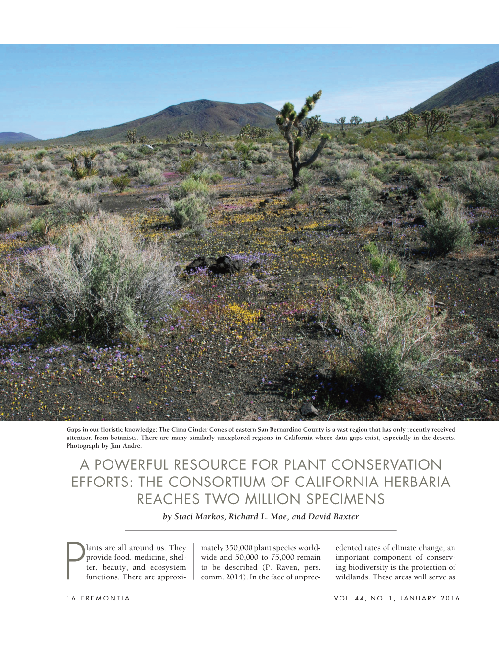 A POWERFUL RESOURCE for PLANT CONSERVATION EFFORTS: the CONSORTIUM of CALIFORNIA HERBARIA REACHES TWO MILLION SPECIMENS by Staci Markos, Richard L