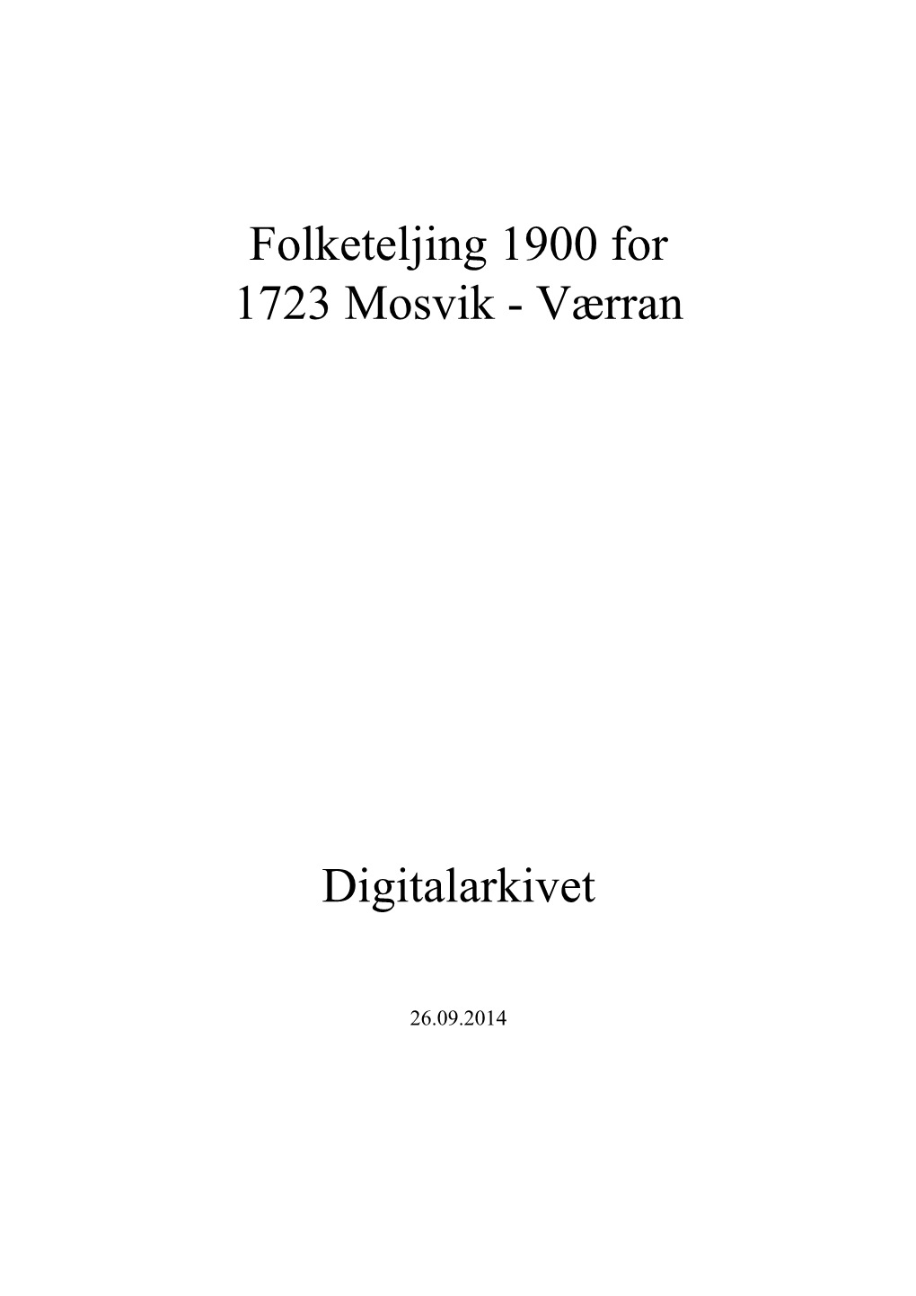 Folketeljing 1900 for 1723 Mosvik - Værran