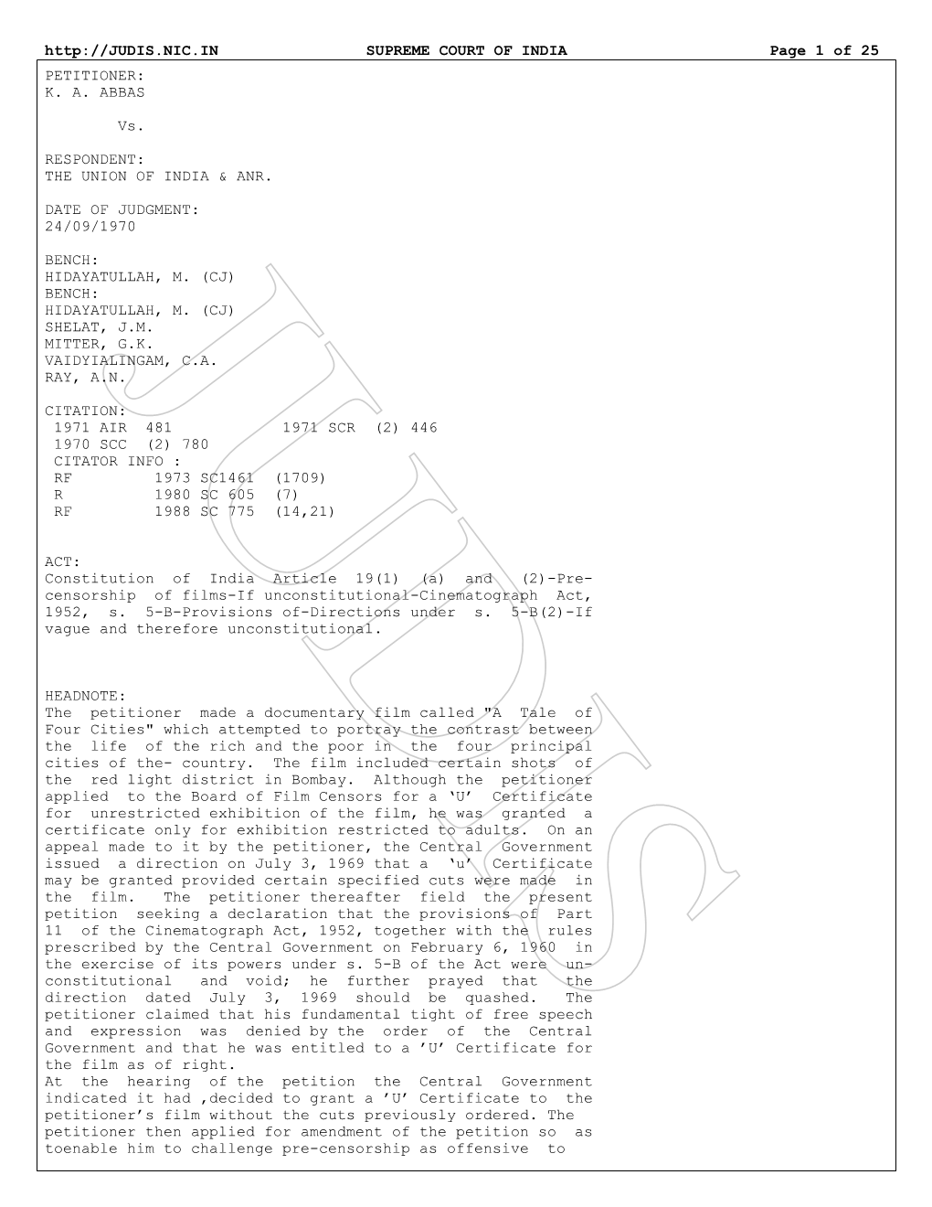 SUPREME COURT of INDIA Page 1 of 25 PETITIONER: K