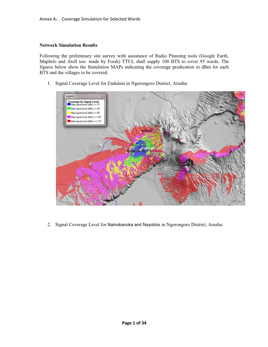 Coverage Simulation for Selected Wards Page 1 of 34 Network